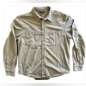 Men's Banana Republic Slim Fit Olive Green Button-Up Shirt L Cotton Long Sleeve